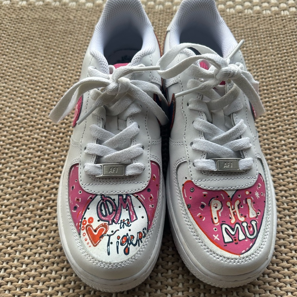 Auburn University Phi Mu Custom Painted White Sneakers